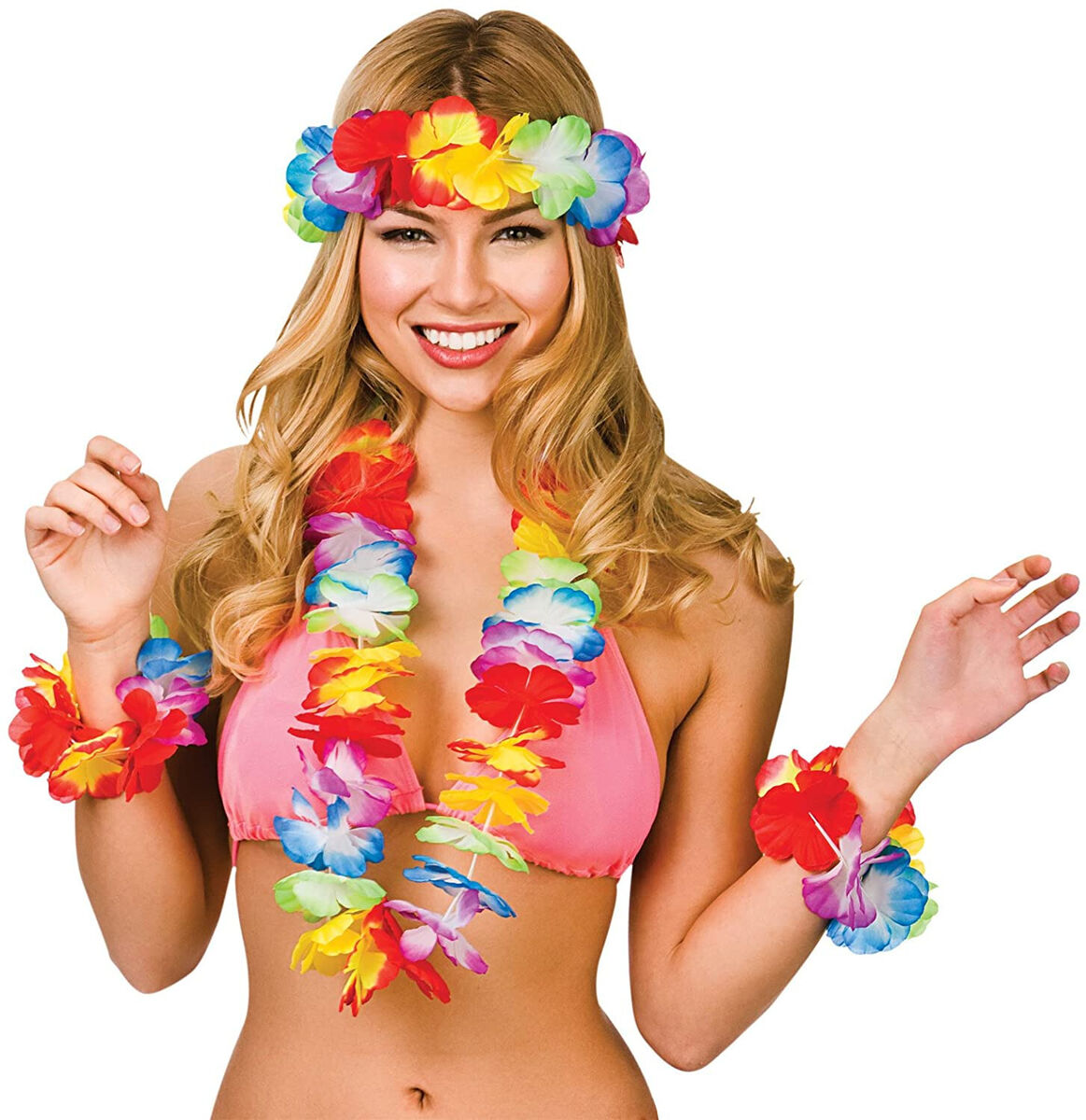 Hawaiian 4 Piece Flower Set Multi-Coloured Hawaiian 4 Piece Flower Set Multi-Coloured