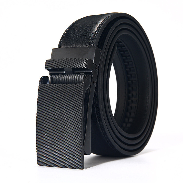 Luxury Men's Automatic Buckle Belt Genuine Leather Ratchet Strap Jeans Holeless