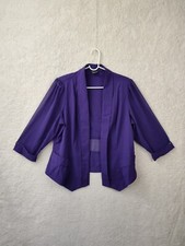 City Chic Women Jacket 16w Purple Poly Blend Open Front 3/4 Sheer Sleeve Blazer