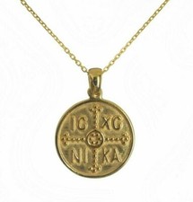 925 Sterling silver christian necklace,Cross Saint Helen & Constantine Gold Plat