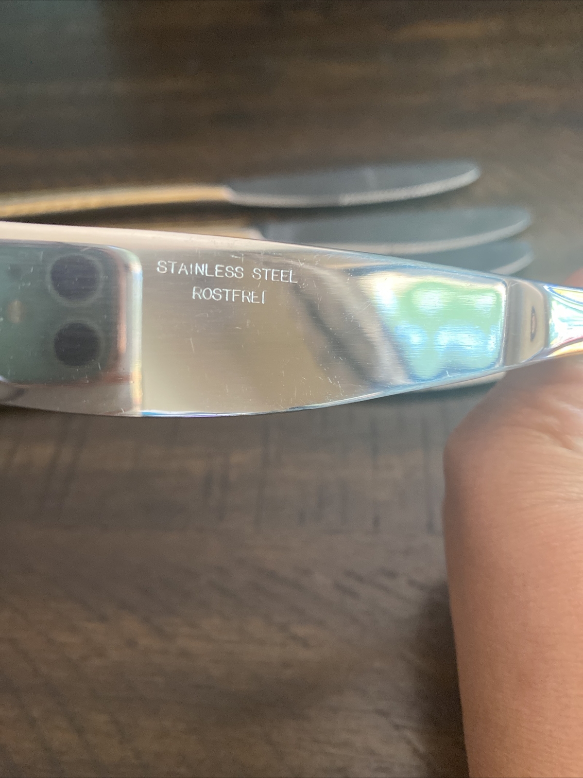 6 Vintage Rostfrei Stainless Steel With Gold Tone Accents Dinner Knives