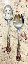 Rogers Co. Stainless Korea "Precious Rose" Flatware ~ 2 Piece Serving Spoons Set