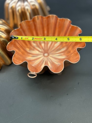 3 Jello Cake Mold Copper Tone Aluminum 3 1/2 Cup Fluted Scallop Wall Hanging - Picture 14 of 17