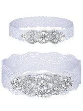 Stretch Lace Garter Bride Wedding Bridal Leg Set Non Slip Silicone Rhinestone