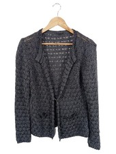 COMMA Cardigan Damen Jacke Gr. DE 38 anthrazit-schwarz-silberfarben Casual-Look