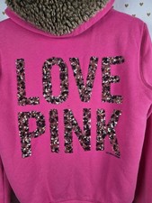 Victorias Secret Pink FUR LINED GRAIL CHEETAH BLING Hoodie Jacket Y2k MEDIUM