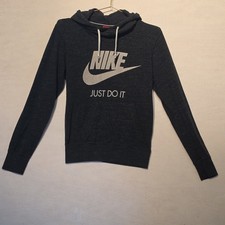 Nike Just Do It Gray Pullover Hoodie Logo Pockets Adult Regular Fit Size S
