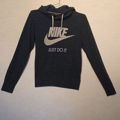Nike Just Do It Gray Pullover Hoodie Logo Pockets Adult Regular Fit Size S