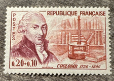 Timbre 1297 - Célébrités Françaises « Coulomb et sa balance de torsion » - 1961