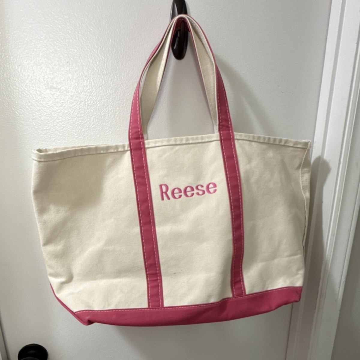 L.L. Bean Boat and Tote Bag Rose, Large embroidered Reese. Rare