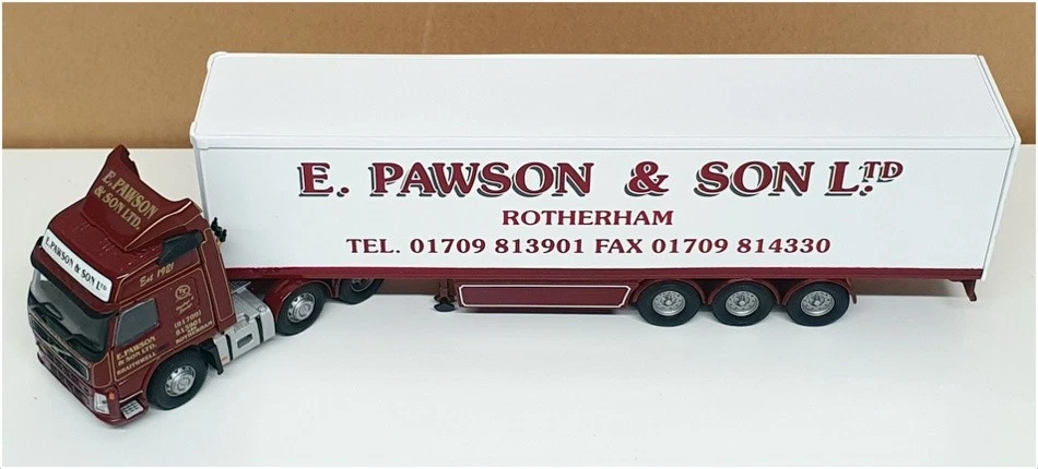Corgi 1/50 Scale CC13506 Volvo FM Box Trailer E. Pawson & Son Ltd - Maroon/White - Image 4 of 4