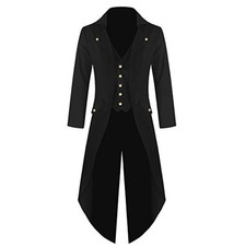 Mens Steampunk Victorian Tailcoat Gothic Jacket Cosplay Costume Long Sleeve