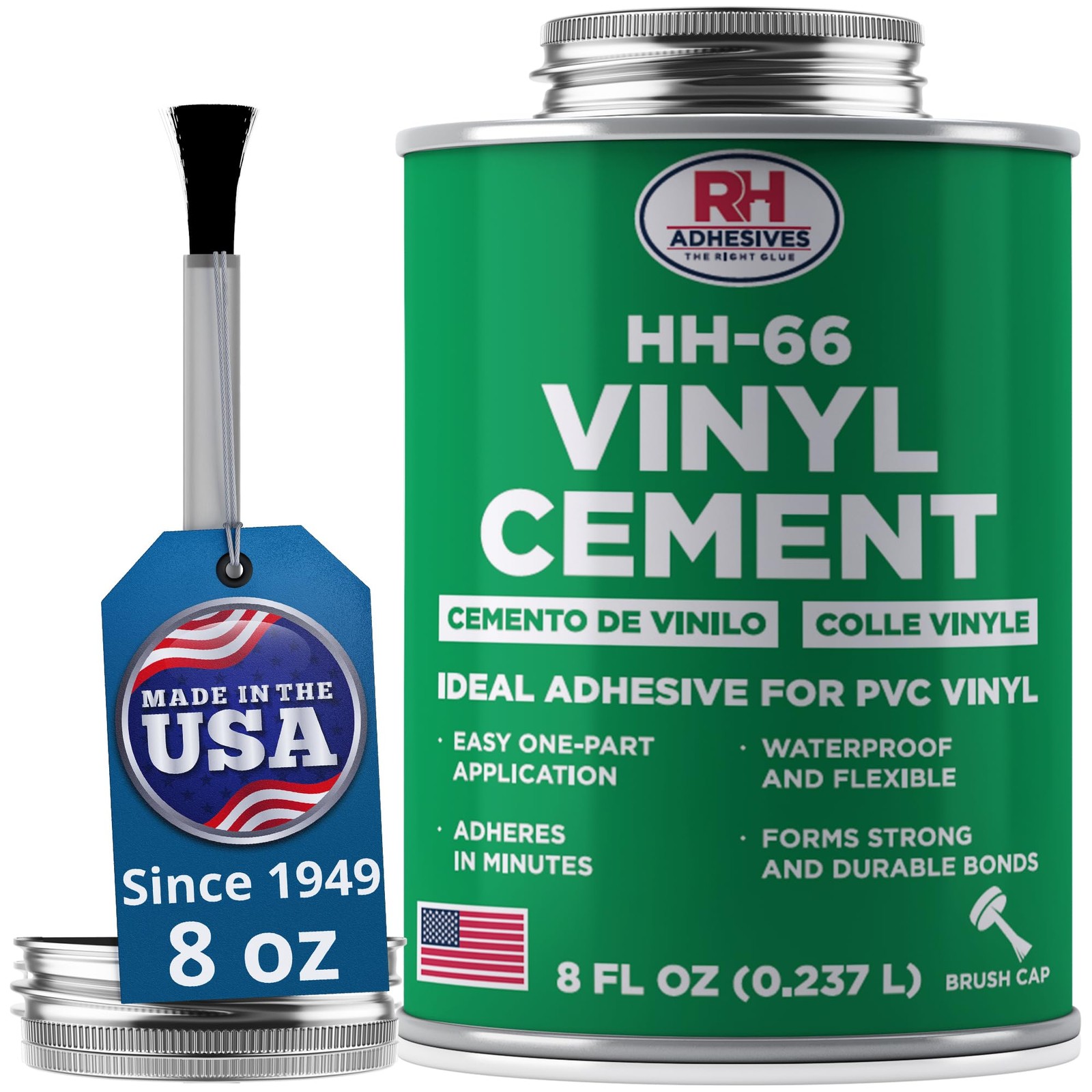 Industrial Strength Vinyl Cement Glue with Brush, 8 oz - HH-66-image