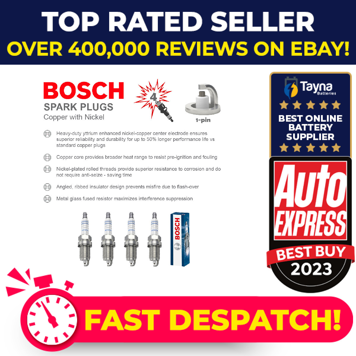 Spark Plugs Set 4x fits VAUXHALL MERIVA A 1.4 1.6 03 to 10 Bosch 1214016 Quality - Image 47