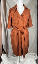 Sharagano Vintage Button-Front Midi Dress with Tie Waist Size 12
