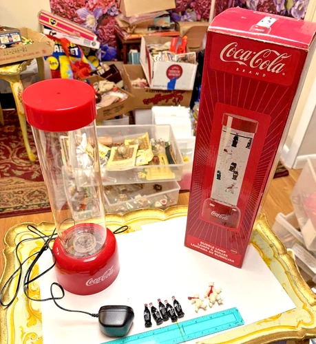 VINTAGE HTF RARE TALL COCA COLA BUBBLE LAMP W COKE BOTTLES & POLAR BEARS W BOX