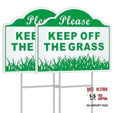 2 Pack Please Keep Off The Grass Signs, 12" x 9" Stay Off Dont Walk On Lawn