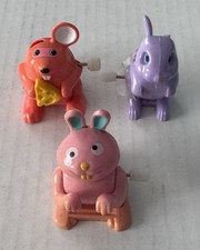 Vintage Used Tomy 1980s Easter Bunny Mouse Mini Wind Up Toy Lot Missing Ears HTF
