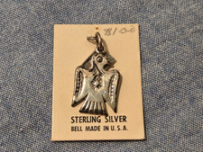 Vintage 1970 Sterling Silver Thunderbird Bell Charm On Original Cherokee Nc Card Vintage 1970 Sterling Silver Thunderbird Bell Charm On Original Cherokee Nc Card