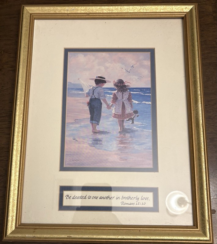 C Kieffer Framed Print Romans 12 10 Scripture Art Brotherly Love Beach Kids Gold