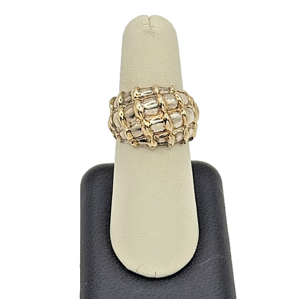 Gold Plated 925 Sterling Silver Puffed Webbed Ring - Size 8