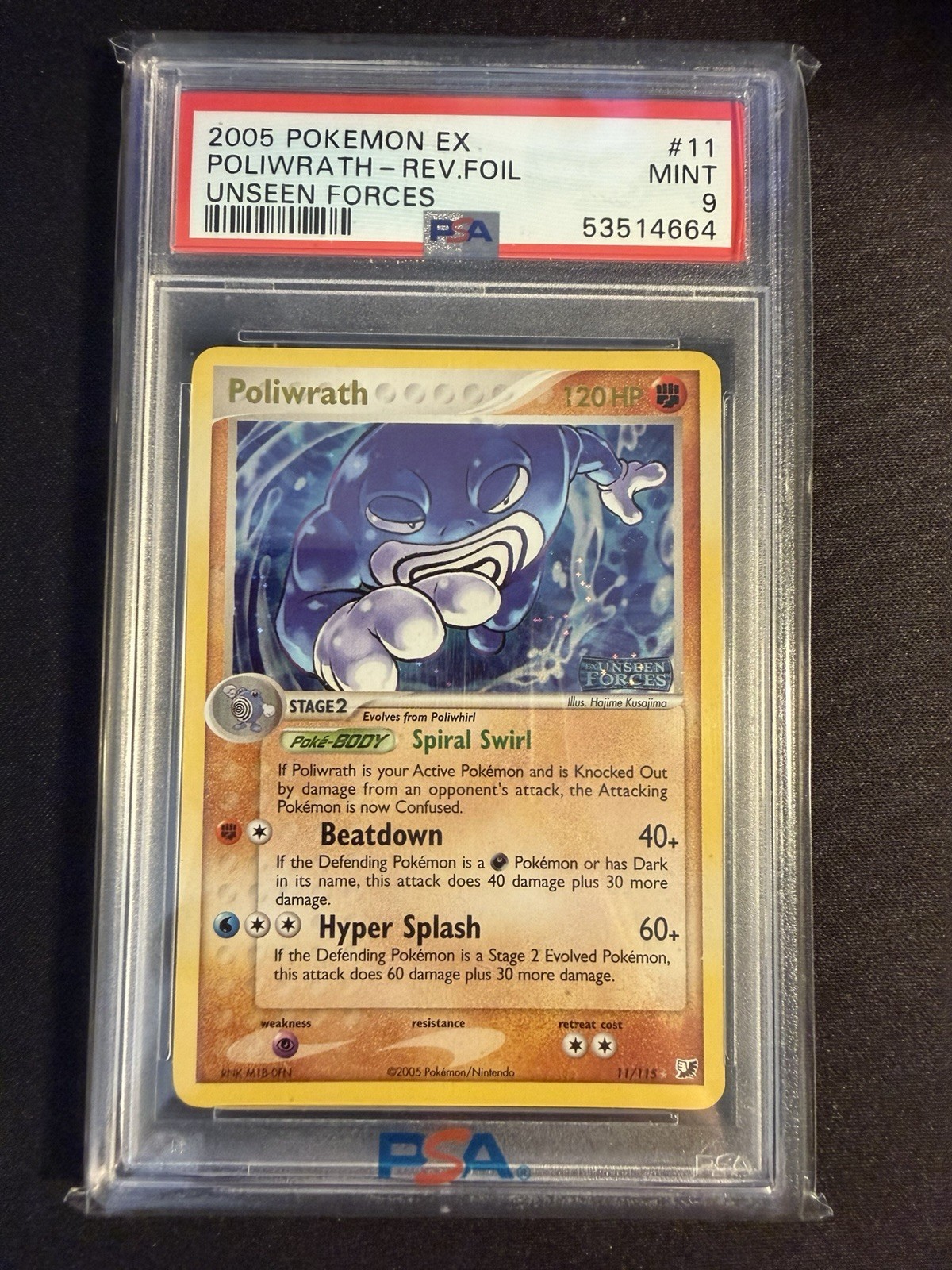 Pokemon Poliwrath Reverse Holo Unseen Forces 11/115 PSA 9 Mint