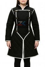 Black Quilted Gambeson Coat  Medieval Padded Armor Jacket  LARP Tunic