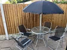 Garden Table Set with 4 Chairs and Umbrella