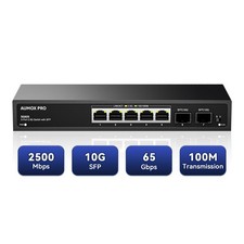 7 Port 2.5Gb Unmanaged Ethernet Switch 5 2.5G BaseT 2 10G SFP 65 Gbps Vlan