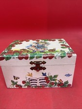 Vintage Mele Jewelry Box Strawberries Girl Design Made in Taiwan