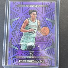 Panini Obsidian Electric Etch Purple Flood KJ Simpson Jr #151 Hornets Rookie /75