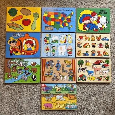 Lot (10) Vintage Wooden Puzzles CONNOR TOY Simplex