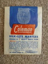 Vintage (1950s) Coleman Silk-Lite Mantles No. 21A w/Original Wax Paper Package.