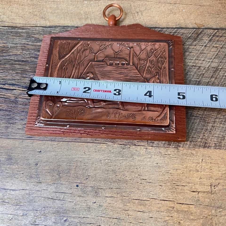 Signed A Nadeau Copper Embossed on Wood Wall Hangings QUEBEC covered Bridge - Image 4 of 4