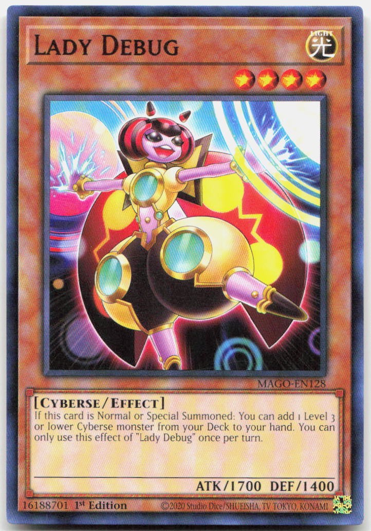Lady Debug MAGO-EN128 Rare Maximum Gold Yu-Gi-Oh 1st Edition Lightly Played