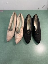 Antique 1920s Silk Shoe Heels Lot of 2