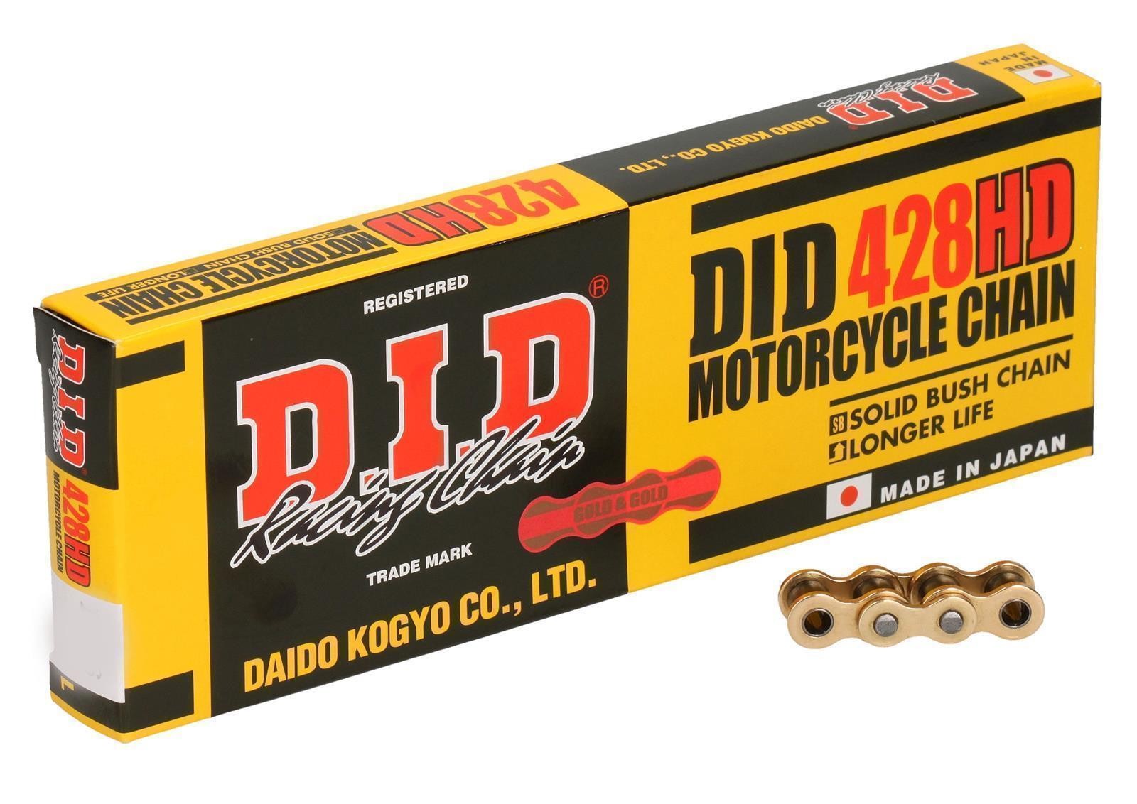 Did 428 HD Standard Motorcycle Chain Gold with 126 Links and Clip Lock