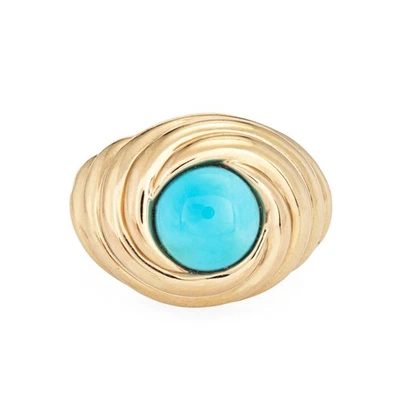 Türkis Wirbel Ring Gr. 9 Nachlass 14 Karat Roségold Cocktail edler Schmuck - Bild 1 von 4