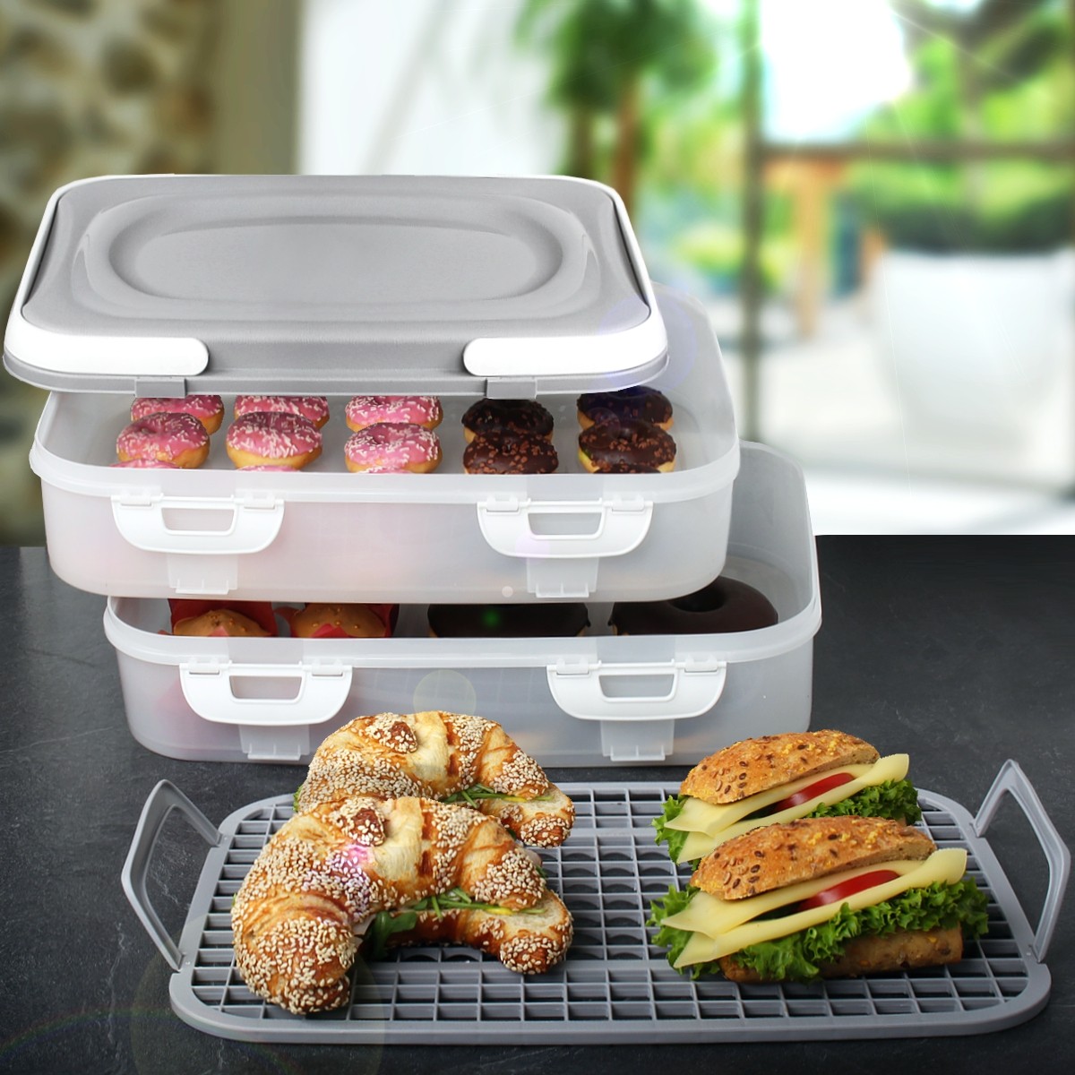 Produktbild von ECOPICNIC 50 Menüboxen 1200 Ml, 2-geteilt Aus Kraftpapier Mit Klarsichtdeckel – Auslaufsicher, Nachhaltig Für Sushi, Salate & To-Go – Party & Picknick