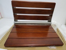 18" ADA Compliant Folding Teak Shower Seat Wall Mounted-Folding Shower Bench
