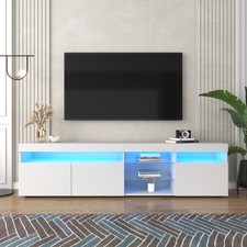 180cm Moderner TV Schrank Möbel mit LED-Beleuchtung Weiß Hochglanz Fernsehtish