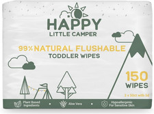 Natural Flushable Wipes - Hypoallergenic Wet Wipes with Aloe Vera, Chamomile and