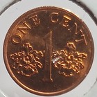 1995 Singapore 1 Cent World Coin Avg Circ Reverse Damage  — photo 3