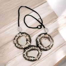Natural Cream Stone Statement Collar Bib Necklace Chip Beads Summer BOHO Glam