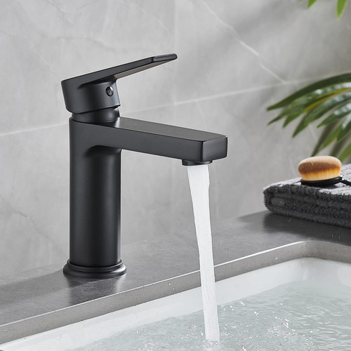 Waschtischarmatur Wasserhahn Bad Einhebelmischer Mischbatterie Waschbecken schwa - Bild 2 von 6