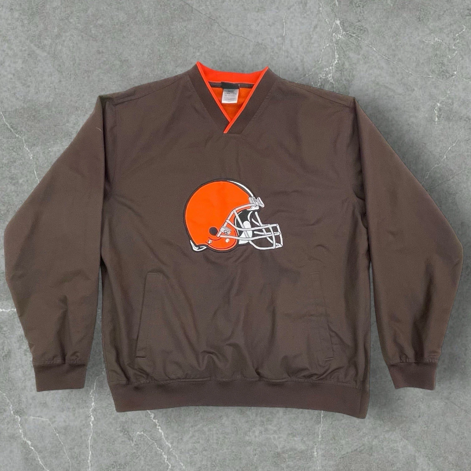 Cleveland Browns NFL V Neck Pullover Windbreaker Mens Medium Pullover Side Zip