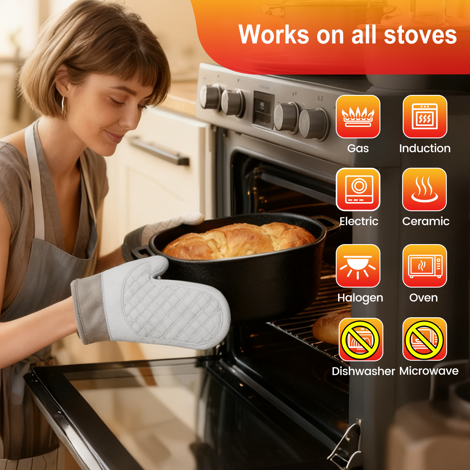 ARC Dutch Oven for Bread Baking, 3.6QT Oval Cast Iron Bread Loaf Pan with Lid