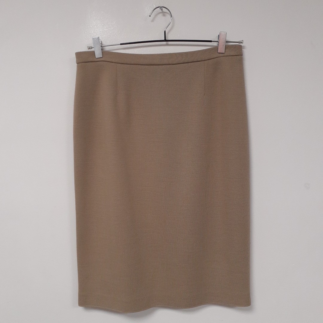 Women's Monsardi Beige Wool Pencil Skirt Mid-Length Size 46 Classic Style