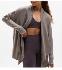 Athleta Size Small Pranayama Restore Wrap Cozy Cardigan Sweatshirt Gray NWT