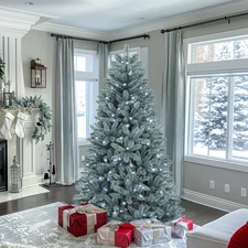 6 Ft Pre-Lit Blue Spruce Christmas Tree 880 Tips 450 LED Lights 8 Modes